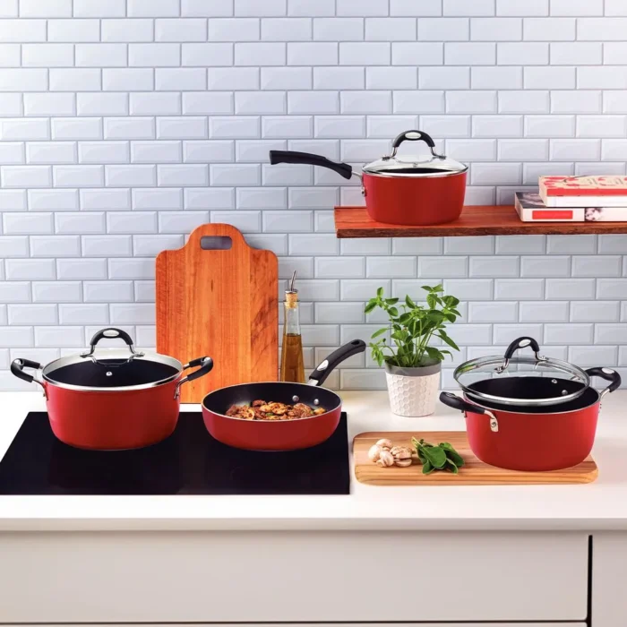 Juego de ollas de Aluminio Mónaco Rojo x 7 piezas - Imagen 2