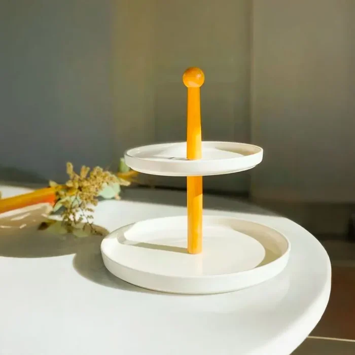 Porta bocaditos de Loza 2 pisos (21x25.5 cm) - Imagen 2