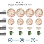 Juego de Vajilla Corona Dulce Navidad x16 piezas - Imagen 5