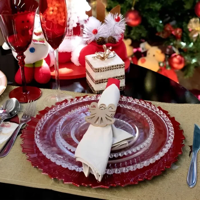 Plato base de Plástico Navidad Sol Rojo 33 cm (13”) - Imagen 2