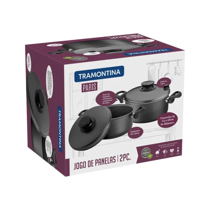 Juego de ollas de Aluminio París Negro x 2 piezas (24 cm|26 cm) - Imagen 3