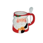 Taza Navideña de Loza diseño Papa Noel con cuchara 440 ml