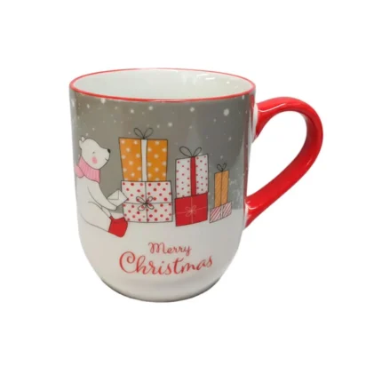 Taza de Loza Navideño con diseño de oso y estuche 16 oz
