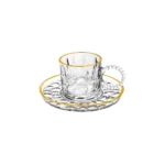 Set de Tazas con plato de vidrio Café borde Dorado 100 ml x6 piezas - Imagen 2