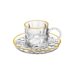Set de Tazas con plato de vidrio Café Ondas borde Dorado 200 ml x6 piezas - Imagen 2