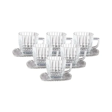 Set de Tazas con platos de vidrio Rayas 90 ml x6 piezas
