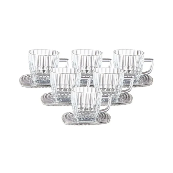 90294050-1 Set de Tazas con platos de vidrio Rayas 90 ml x6 piezas - Imagen 1