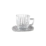 Set de Tazas con platos de vidrio Rayas 90 ml x6 piezas - Imagen 2