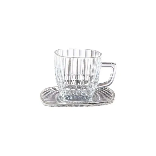 90294050-2 Set de Tazas con platos de vidrio Rayas 90 ml x6 piezas - Imagen 2