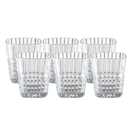 Set de Vasos cortos de vidrio Rayas 305 ml x6 piezas
