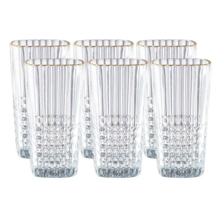 Set de Vasos largos de vidrio Rayas 405 ml x6 piezas