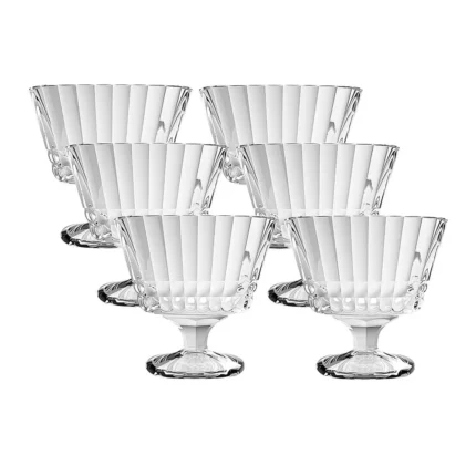 Set de Copas para helado de vidrio Rayas 370 ml x6 piezas