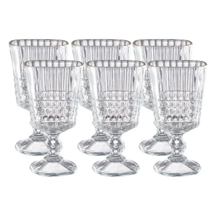Set de Copas para vino de vidrio Rayas 360 ml x6 piezas