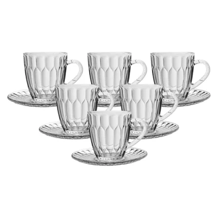 Set de Tazas con plato de vidrio Café Old 100 ml x6 piezas