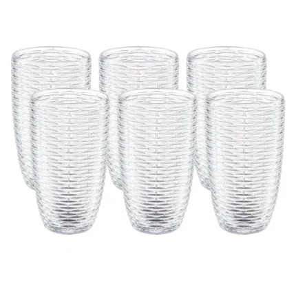 Set de Vasos largos de vidrio Trensa 430 ml x6 piezas