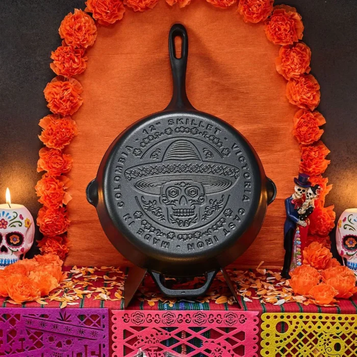 Sartén de Hierro Fundido Esmaltado Día de Muertos Calaca 30 cm - Imagen 2
