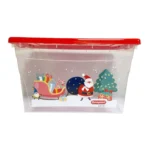 Caja Preferida 28 L C/Diseño Navidad Transp C/Tapa Rojo