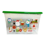 Caja Preferida 28 L C/Diseño Navidad  Transp C/Tapa Verde