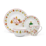 Juego de Loza China con Decoración "Merry Christmas" Rojo 16 Piezas