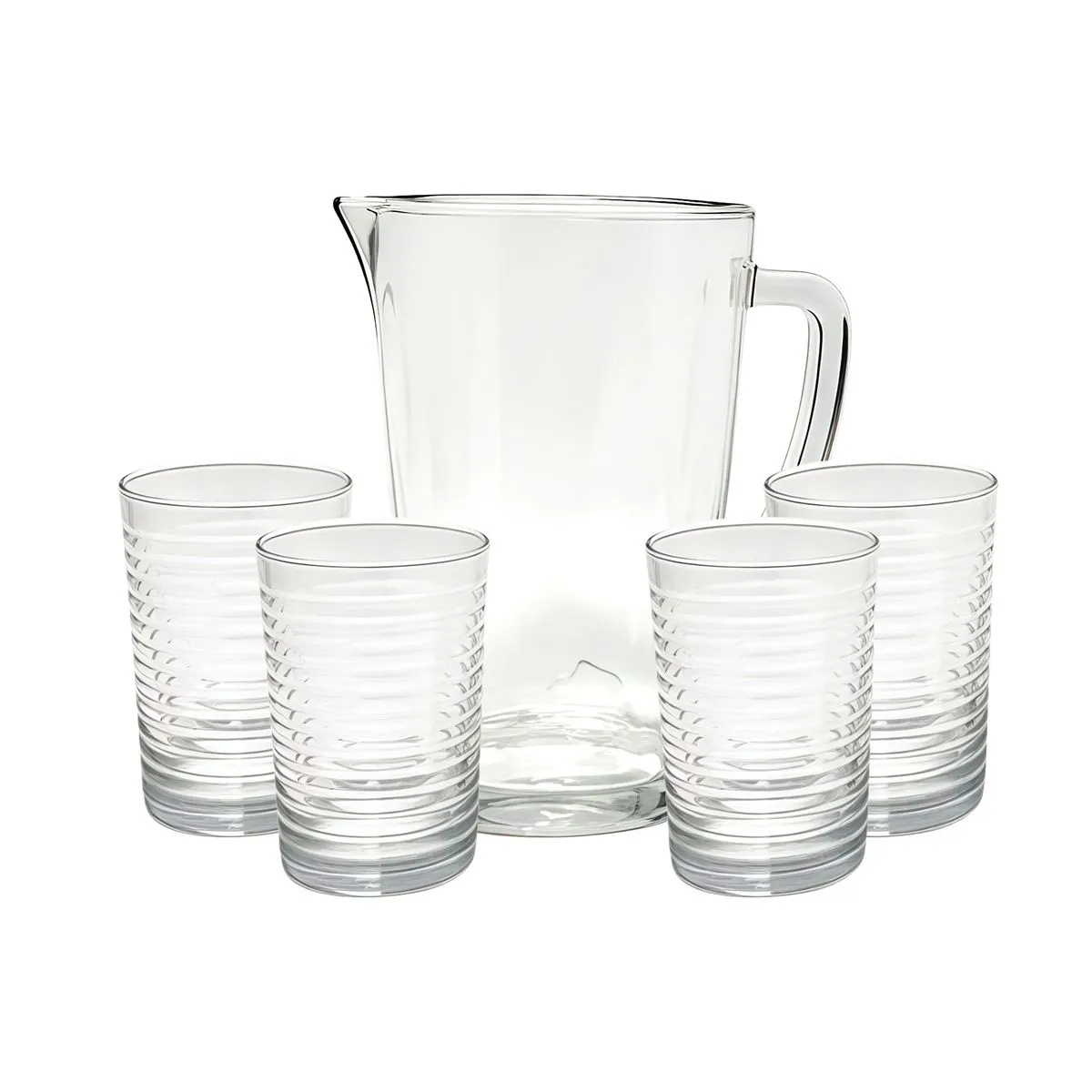 184321-1200-auto Set de Jarra y Vasos de Vidrio Rayas 5 piezas - Imagen 1