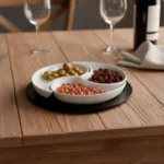 Set Piqueo de Loza Redondo con Base de Madera 3 Divisiones - Imagen 2