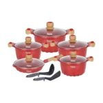 Juego de Ollas Aluminio Antiadherente Petra Rojo 12 Piezas