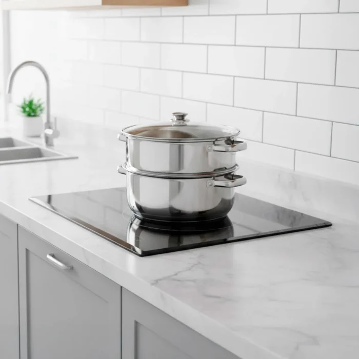 Vaporera con Tapa de Vidrio de 2 Niveles Ø 28 cm - Imagen 2