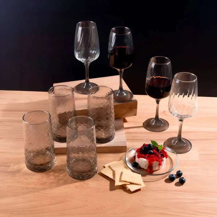 Set de Copas y Vasos de Vidrio Gris 8 Piezas - Imagen 3