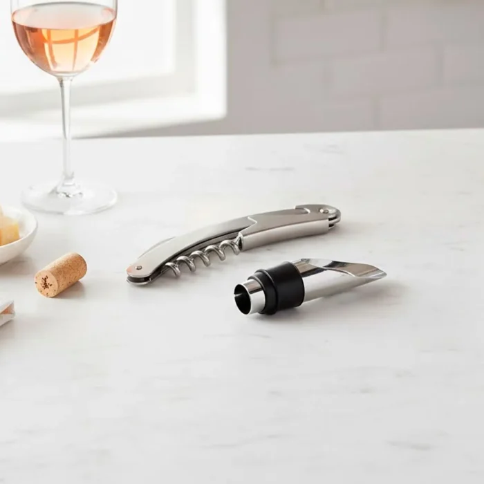Set Abridor de Vino de Acero Inoxidable 2 Piezas - Imagen 2