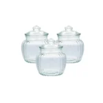 Set de Frascos con Tapa de Vidrio 600 ml 3 Piezas