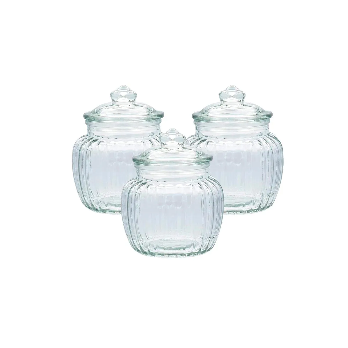 185039-1200-auto Set de Frascos con Tapa de Vidrio 600 ml 3 Piezas - Imagen 1