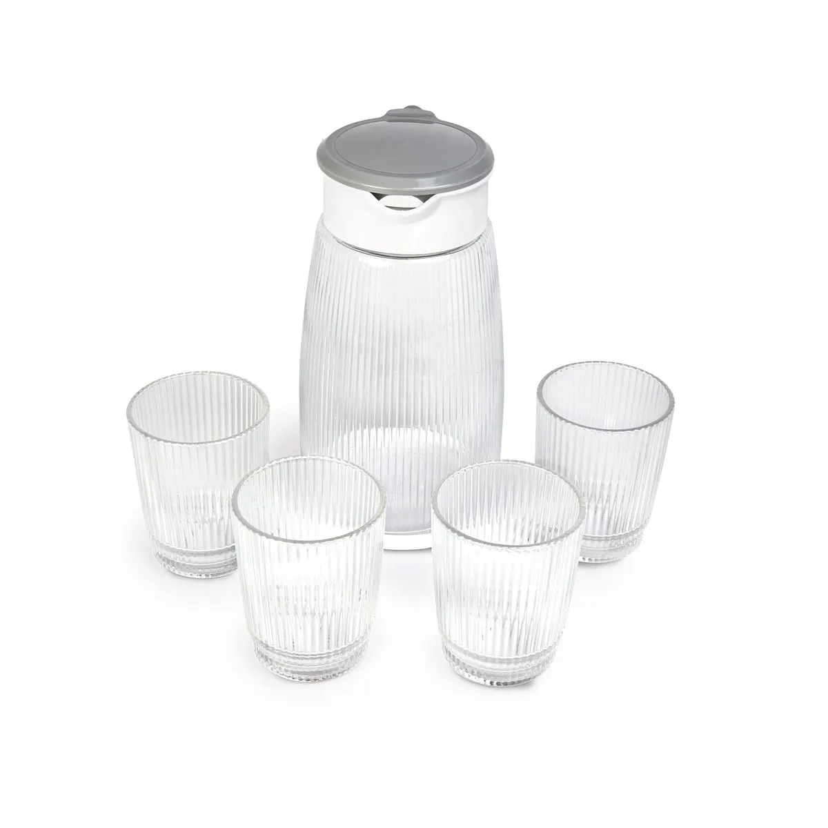 185042-1200-auto Set de Jarra y Vasos de Vidrio 5 Piezas - Imagen 1