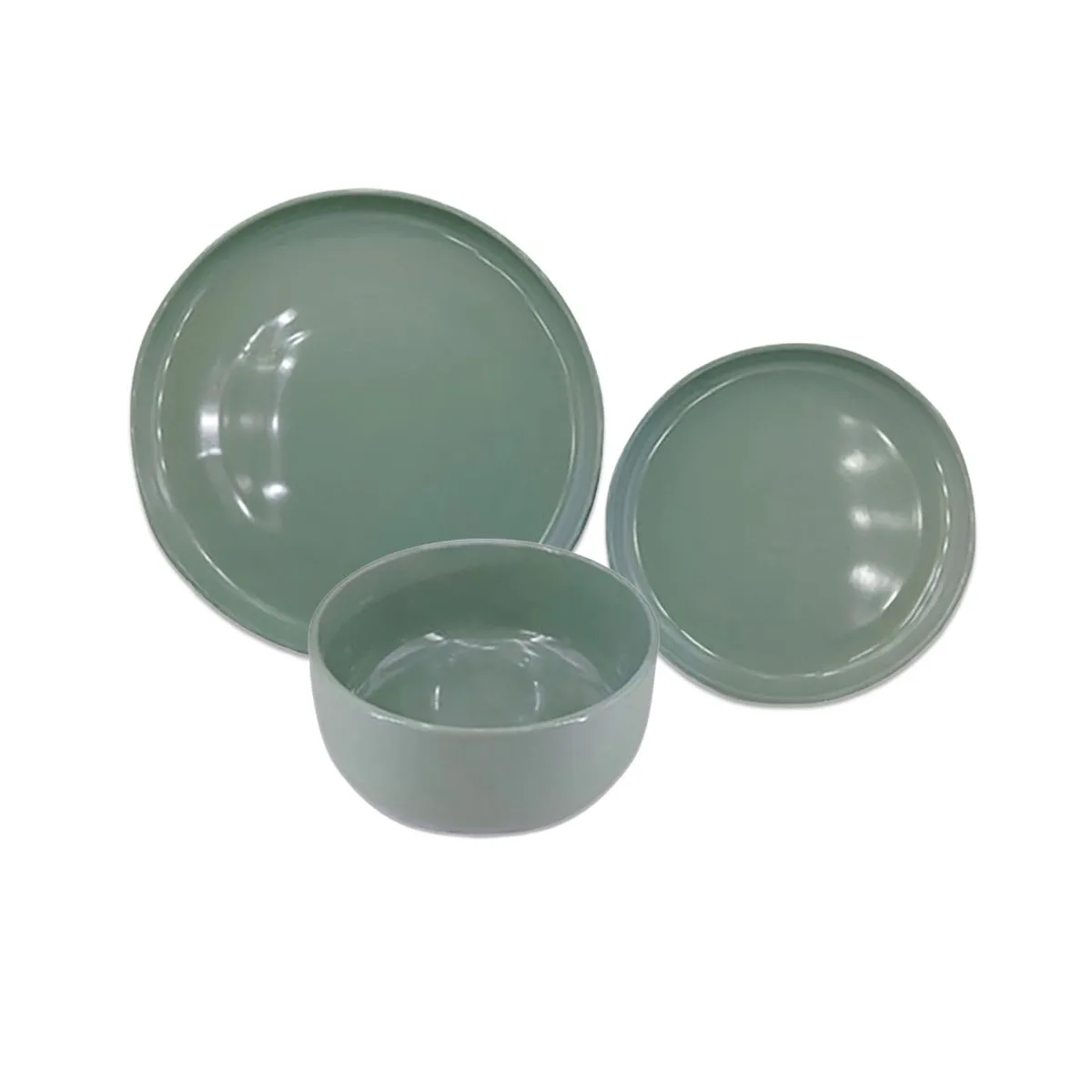 185045-1200-auto Juego de Vajilla Verde Militar de Loza 18 Piezas - Imagen 1