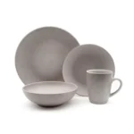 Juego de Vajilla Gris de Loza 16 Piezas