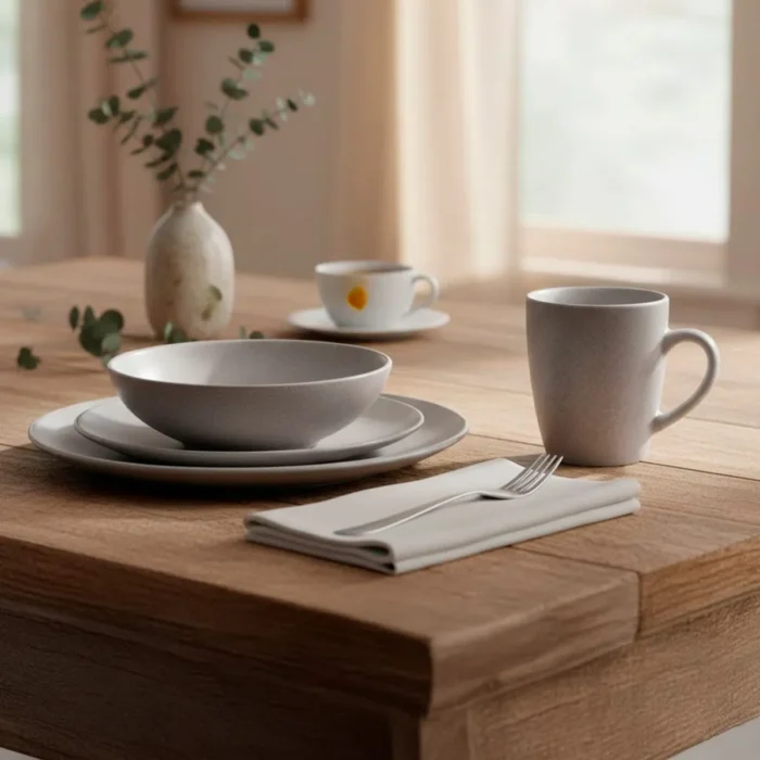 Juego de Vajilla Gris de Loza 16 Piezas - Imagen 2