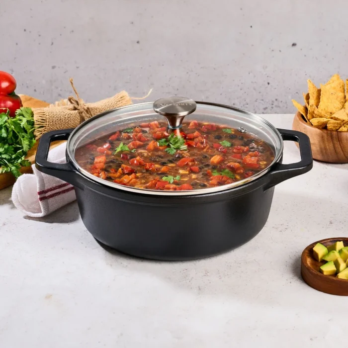 Olla Horno Holandes de Hierro Fundido Esmaltado con Tapa de Vidrio 3.8 L | 4 QT - Imagen 2