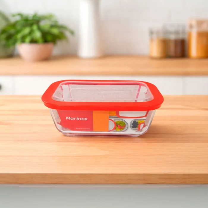 Fuente Rectangular Pequeño con Tapa de Plástico de Vidrio Refractario 700 ml - Imagen 2