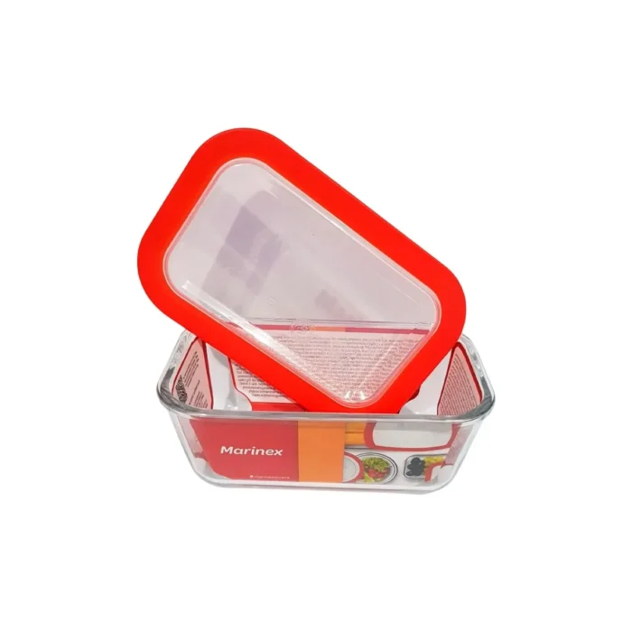 Fuente Rectangular Pequeño con Tapa de Plástico de Vidrio Refractario 700 ml - Imagen 3