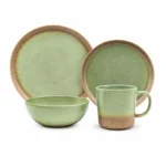 Juego de Vajilla Verde Glaseado Stoneware de Porcelana 16 Piezas