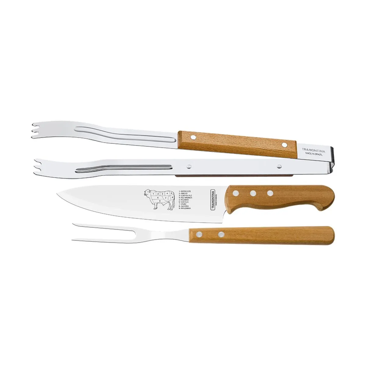 187723-1200-auto Juego para Asado Churrasco Tradicional 3 Piezas Tramontina - Imagen 1