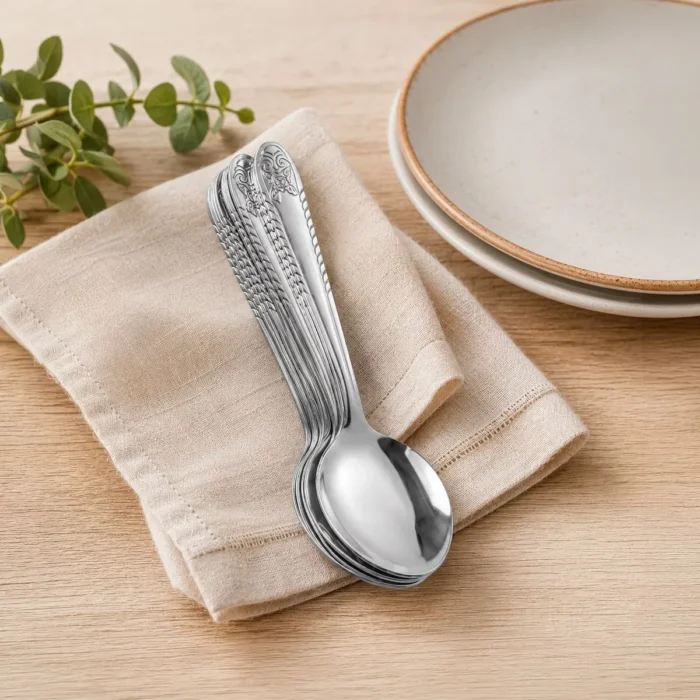 Juego de Cucharas para Mesa de Acero Inoxidable Floral 12 Piezas Facusa - Imagen 2
