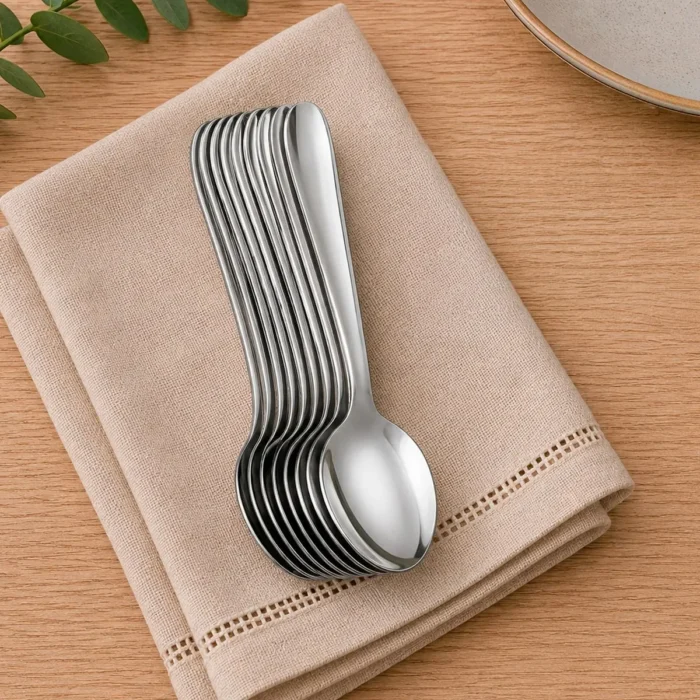 Juego de Cucharas para Mesa de Acero Inoxidable Curva 12 Piezas Facusa - Imagen 2