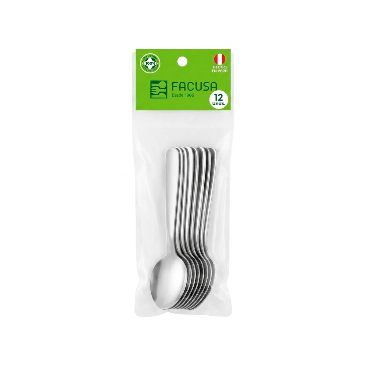 188117-1200-auto Juego de Cucharitas para Té de Acero Inoxidable Curva 12 Piezas Facusa - Imagen 1