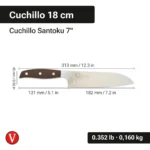 Cuchillo Santoku Chef Mango de Madera 7" | 18 cm Victoria - Imagen 3