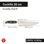Cuchillo Chef Mango de Madera 8" | 20 cm Victoria - Imagen 3