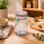 Frasco Hermético de Vidrio con Franja Naranja 275 ml Ichimatsu - Imagen 2