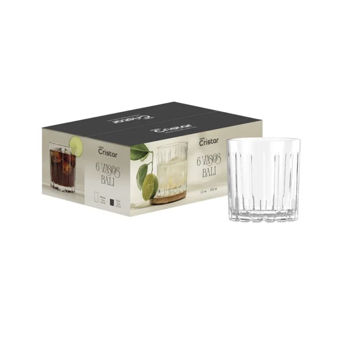 Set x 6 Vasos de Vidrio Rocks Bali 355 ml | 12 oz Cristar - Imagen 2