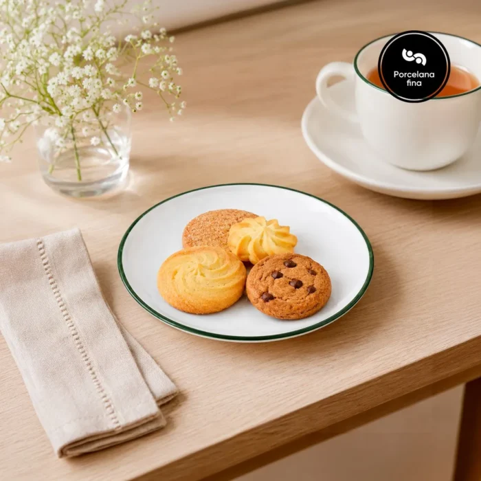 Caja x 12 Platos Té de Porcelana Modest Green 16 cm ID Fine - Imagen 3