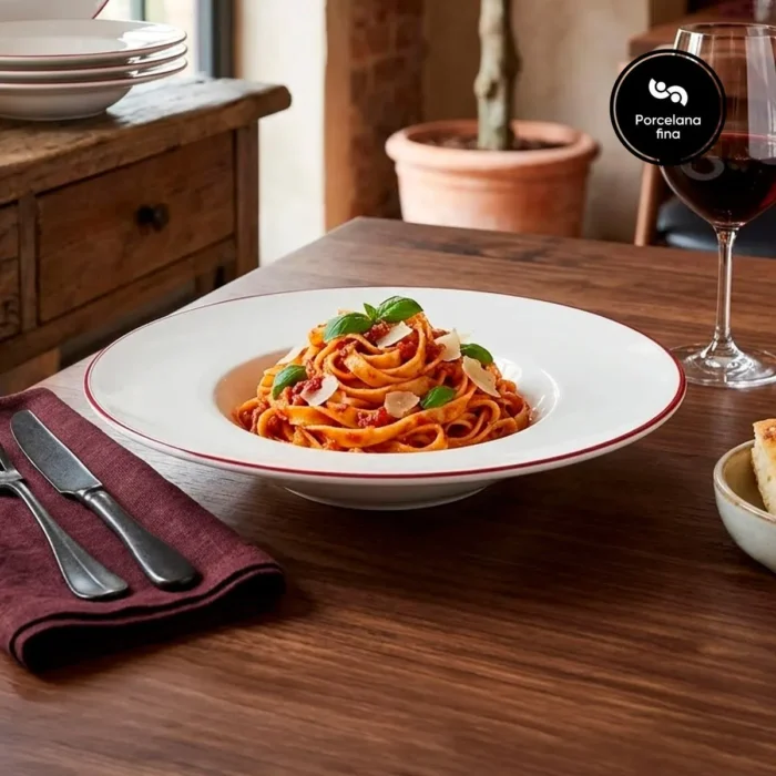 Caja x 6 Platos Pasta de Porcelana Modest Maroon 29 cm ID Fine - Imagen 3