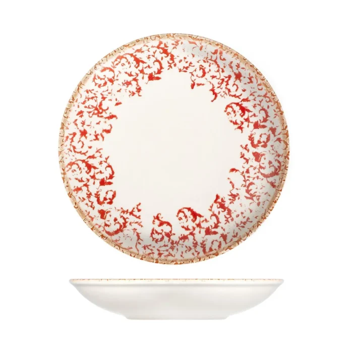 Caja x 12 Platos Hondos de Porcelana Napoli Maroon 25 cm ID Fine - Imagen 2